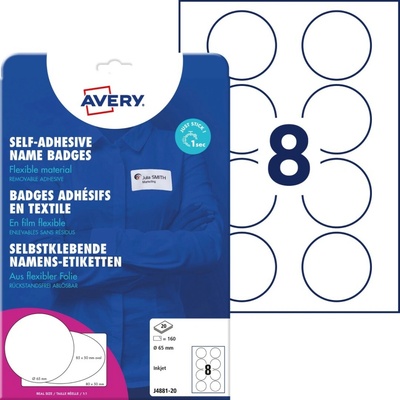 Avery Zweckform J4881-20 Samolepicí jmenovky pro Inkjet 65 mm 160 ks bílé