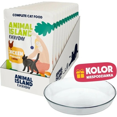 ANIMAL ISLAND Everyday Chicken in broth Box 12x85 g + talířek zdarma