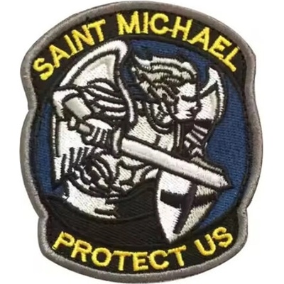 WARAGOD Vyšívaná nášivka Saint Michael Protect Us, žltá
