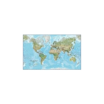 Nástěnná mapa světa 198 x 122 cm - zeměpisná Hliníkový rám stříbrný