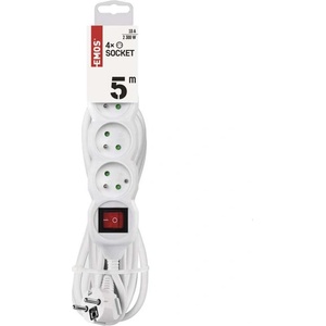 EMOS p1415, Разклонител с 4 гнезда, 5м. кабел и 16А ключ (p1415)