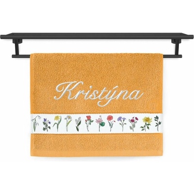 Povlečení Plus Malý ručník se jménem na přání 30 x 50 cm květinový herbář oranžový
