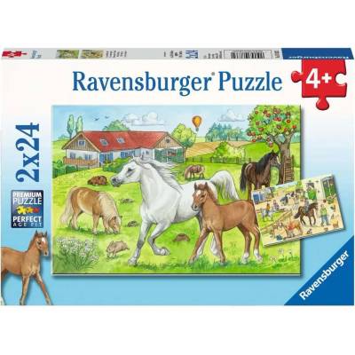 Ravensburger - Puzzle 2x24 At the Stables - 40 - 99 piese