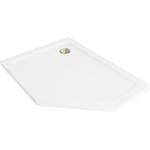 Mexen Flat петоъгълна тава slim лява 100 x 90 см, бяла, сифон златен - 41P109010L-G (41P109010L-G)