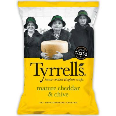 Tyrrells chipsy s příchutí zralého čedaru a pažitky 150 g
