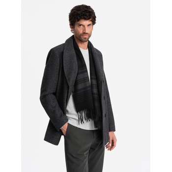 Ombre Clothing Късо двуредно мъжко палто от вълнена смес Ombre Clothing V1 OM-COWC-0115 Ombre Clothing | Siv | МЪЖЕ | L