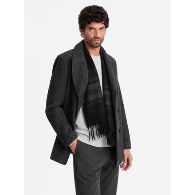 Ombre Clothing Късо двуредно мъжко палто от вълнена смес Ombre Clothing V1 OM-COWC-0115 Ombre Clothing | Siv | МЪЖЕ | L