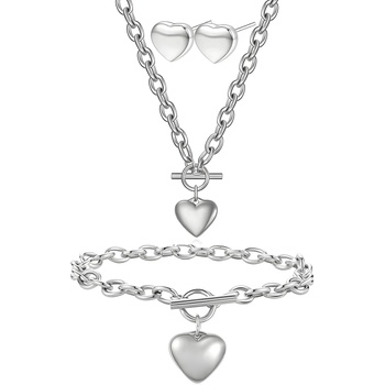 HARAHU Комплект бижута Simple Heart - Сребърен KP34205 (34205)