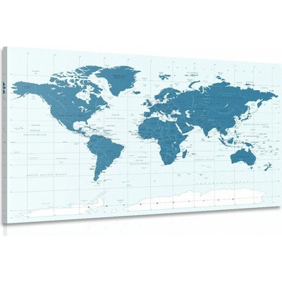 Obraz politická mapa světa v modré barvě - 60x40
