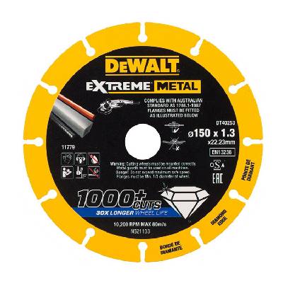 Диамантен диск за сухо рязане на метал DeWALT Extreme Metal DT40253 - 150 mm, 22.23 mm, 1.3 mm (DT40253-QZ)