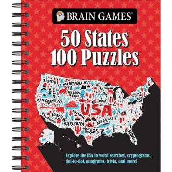 Brain Games - 50 States 100 Puzzles: Explore the USA in Word Searches, Cryptograms, Dot-To-Dots, Anagrams, Trivia, and More! Publications International Ltd Spiral