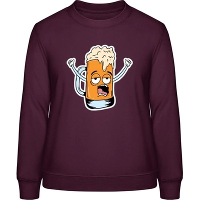 AWDis Sweat mikina Design Ilustrace pivní sklenice Purpurovočervená