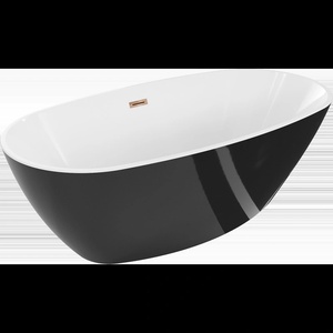Mexen Eris Свободностояща вана 180 x 80 см, бяла/черна, преливник розово злато (53441808075-60)