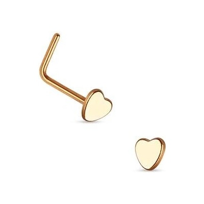 Šperky4U zlacený zhnutý piercing do nosu srdíčko N01154-RD