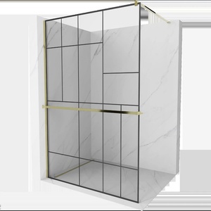 Mexen Kioto+ душ преграда с рафт Walk-in 140 x 200 см, черен модел, злато - 800-140-121-50-78 (800-140-121-50-78)