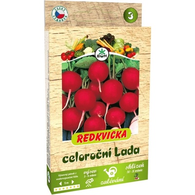 Výsevný pásek Ředkvička celoroční červená Lada 5 m