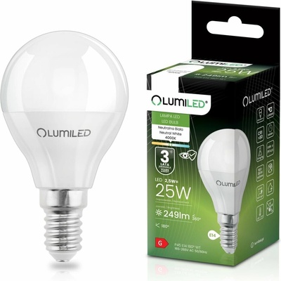 Lumiled LED žiarovka E14 P40 2,5W = 25W 249lm 4000K Neutrálna 180°