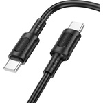 BOROFONE Кабел за данни / зареждане - Borofone (BX111 Feliz Series) - Type-C към Type-C, PVC, Universal 60W, 3A, 1m - Черен