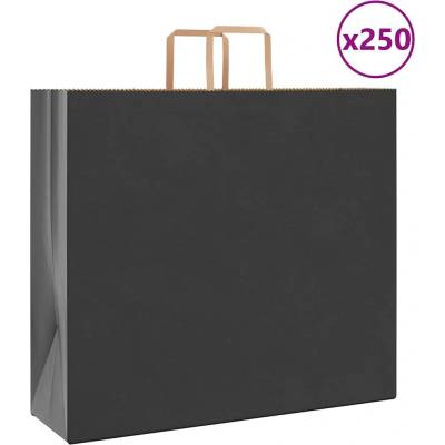 vidaXL Papírové sáčky 250 ks s uchy černé 54x15x49 cm