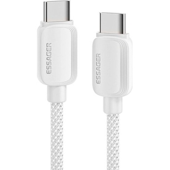 Essager ES-X46 opletený nabíjací a dátový USB-C na USB-C 1m stříbrný