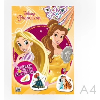 Omaľovánka JM A4 24 strán + samolepky Disney Princezné B