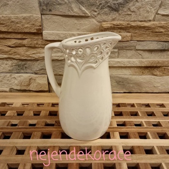 Džbán keramika bílý menší K3082