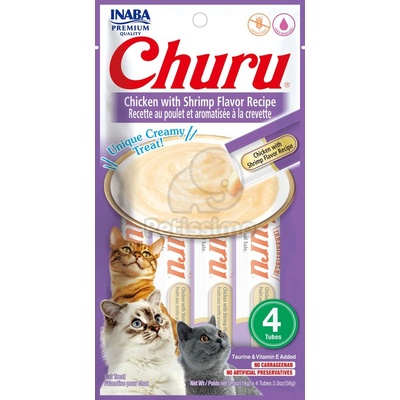 INABA Cat Churu пюре - пиле и скариди 4 x