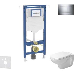 Geberit Duofix - Комплект от предстена инсталация, тоалетна чиния и седалка Duravit D-Code, бутони Sigma20, Rimless, SoftClose, лъскав хром/мат хром SANI11CP1102 (SANI11CP1102)