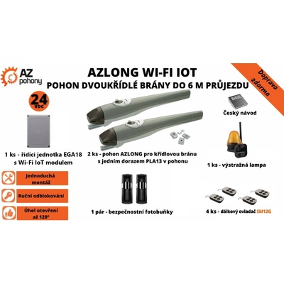 AZLONG Wi-Fi IoT - pohon dvoukřídlé brány do 6 m průjezdu