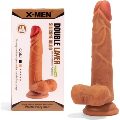 Пенис дилдо от силикон, двойна плътност, 19, 3см. - X-Men Silicone Dildo (XMEN000050)