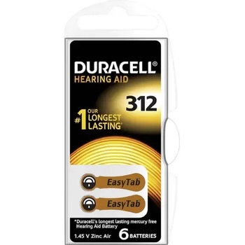 Image 1 of Duracell Батерия цинково въздушна duracell za312 6 бр. бутонни за слухов апарат в блистер (dur-bz-za312)