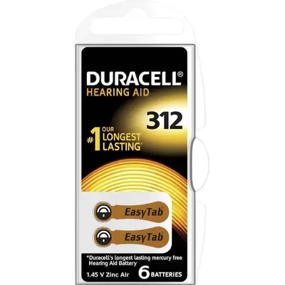 Duracell Батерия цинково въздушна duracell za312 6 бр. бутонни за слухов апарат в блистер (dur-bz-za312)