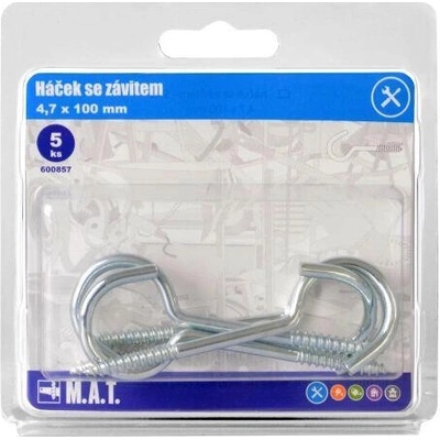 M.A.T. GROUP Háčik so závitom Zn 100 × 4,7 mm, balenie 5 ks