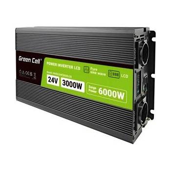 Green Cell Инвертор green cell, 24/220v, dc/ac, 3000w/6000w, invgcp3000lcd lcd Чиста синусоида (gc-inv-24v-3000w-p3000lcd)