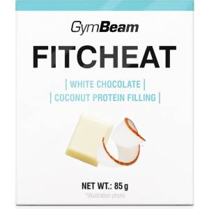 GymBeam Протеинов Шоколад Fitcheat 80 g бял шоколад с кокос