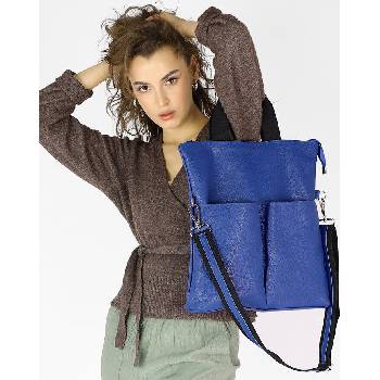 BASIC Modrá kabelka s dvěma předními kapsami s148o