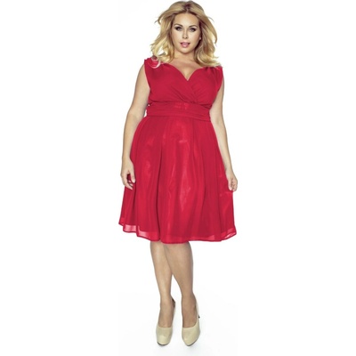 Kartes Krásné dámské šaty šifonové bez rukávu červené Červená Jahodová 0020175