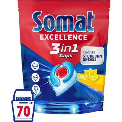 Somat Excellence 3v1 kapsle do myčky Lemon 70 ks – Hledejceny.cz
