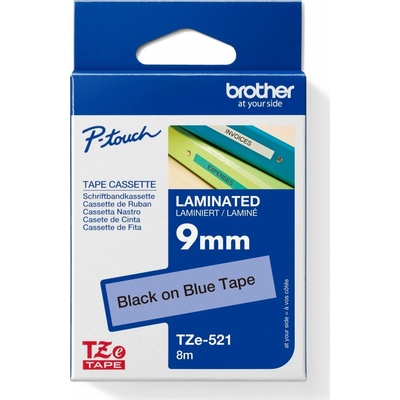 BROTHER TZE521 - kazeta TZ šířky 9mm, laminovaná TZE-521, modrá/černé písmo