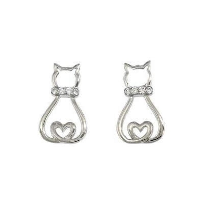 INFINITYSILVER Stříbrné náušnice kočky se zirkony L436585
