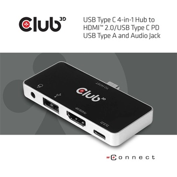 Club 3D USB Hub - CSV-1591 (3.1 USB-C Gen 1 към HDMI, 2.0 USB-A, USB-C 100W, 3.5 жак, 4k60Hz) (CSV-1591)