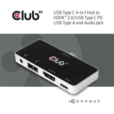 Club 3D USB Hub - CSV-1591 (3.1 USB-C Gen 1 към HDMI, 2.0 USB-A, USB-C 100W, 3.5 жак, 4k60Hz) (CSV-1591)