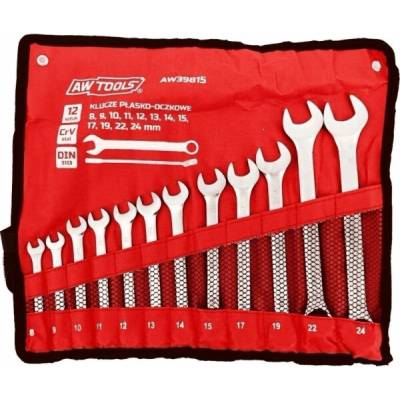 AWTools Sada kombinovaných klíčů 12 kusů 8mm-24mm matný AW39815