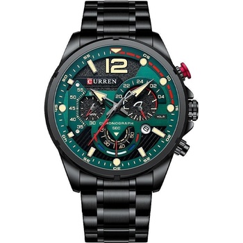 Curren Мъжки часовник Curren Effecto, Хронограф, Неръждаема стомана, Черен / Зелен (CURREN-8395-BLACK-GREEN)
