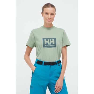 Helly Hansen Памучна тениска Helly Hansen в зелено с принт (53285)
