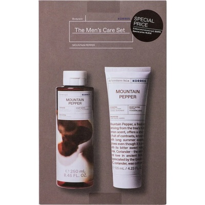 KORRES Промо сет душ гел + афтършейв , Korres The Men' s Care Set Mountain Pepper Showergel 250ml & Aftershave Balm 125ml