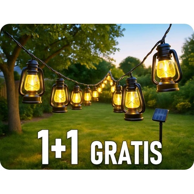 TelForceOne SOLAR LED světelný řetěz SUNARI LAMP 6,5m 30xLED teplá bílá IP64, 1+1 ZDARMA! [RTV100390]