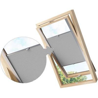 Zebra-shop Zatemňovací Plissé Pro Střešní Okno SV. ŠEDÁ PM04 Velux M08 stříbrná