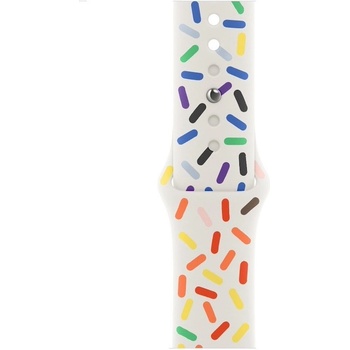 Apple Оригинална силиконова каишка за Apple Watch 38мм, 40мм, 41мм, 42мм (2024) (бял-шарен) - Apple Watch Pride Edition Sport Band M/L (muq23zm/a)