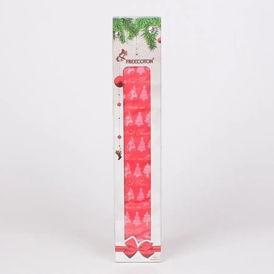 Хавлиена коледна кърпа в червено с елхички